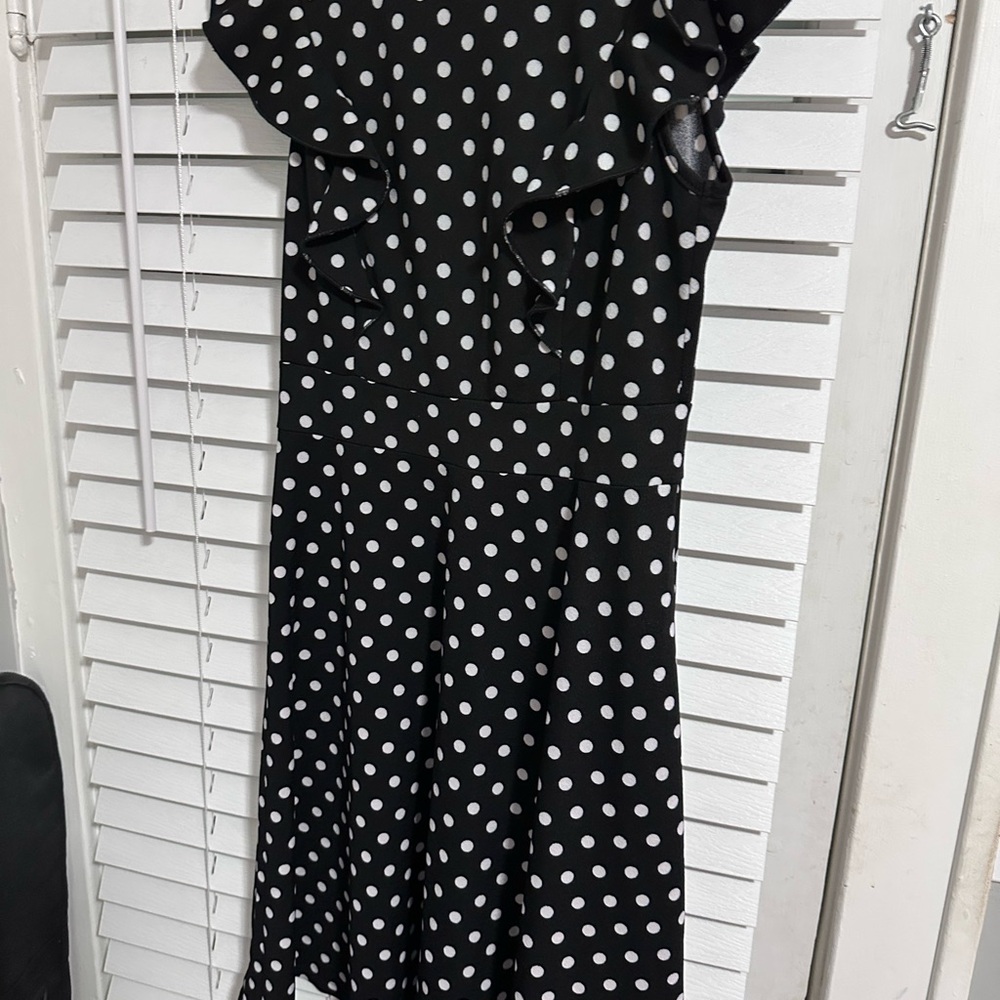 YATHON Black and White Polka Dot Dress